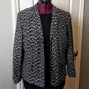 Vintage Evan Picone B&W Textured Print Cotton Blazer